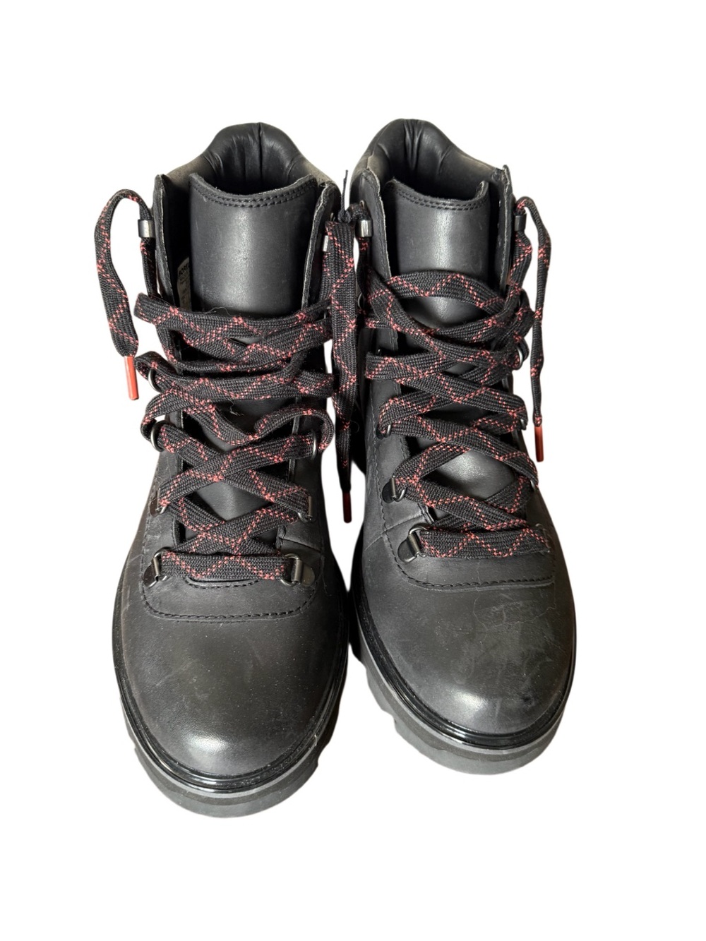 Sorel Lennox Waterproof Black Leather Hiking Boots with Red-Trim Laces-Size 10 - Picture 14 of 14